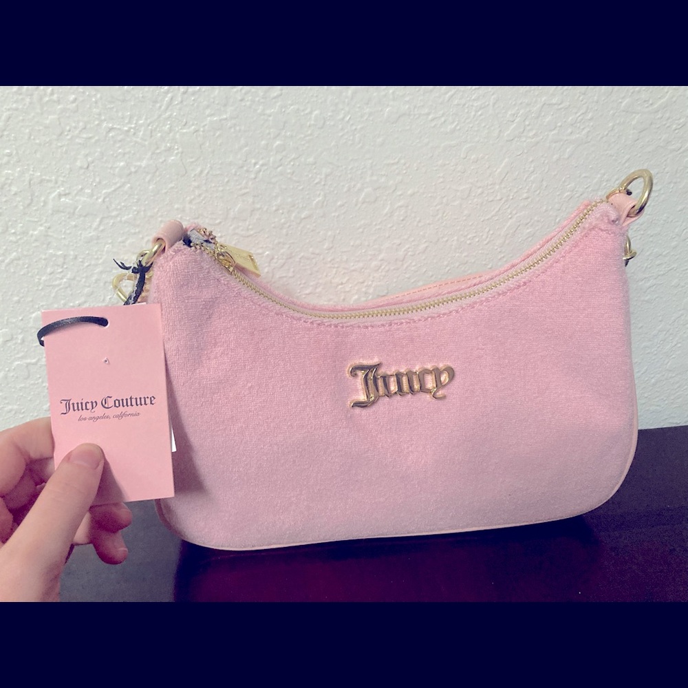 Juicy Couture Verlour/Terry Cloth Vintage Style Small Handbag/Purse Pink